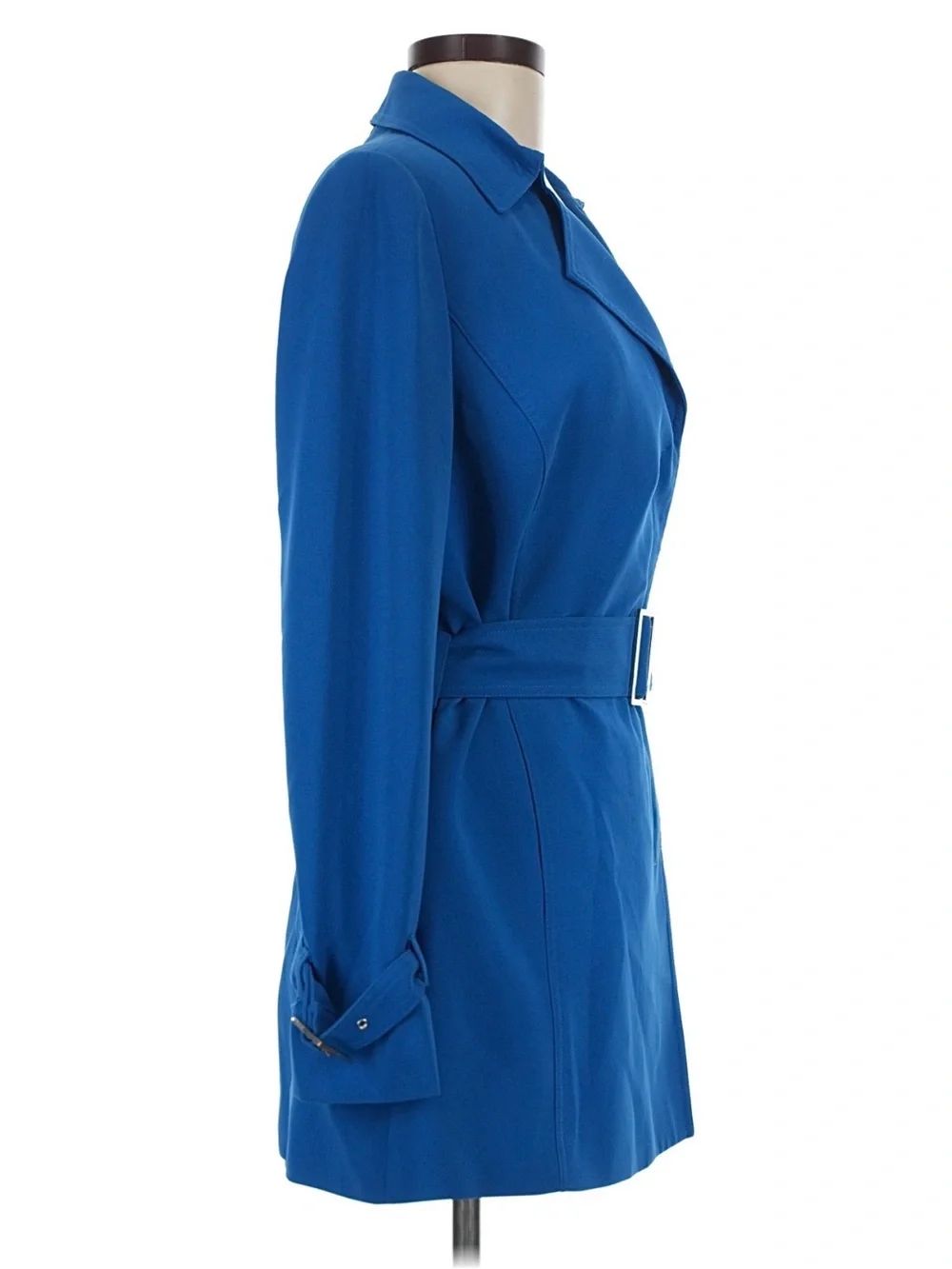 Anne Klein Cobalt Blue Belted Trench Jacket Silver Buckle | Size 8